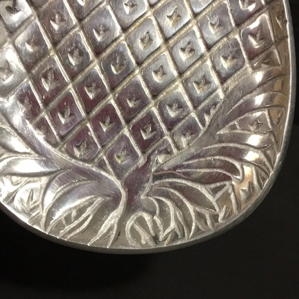 Silver Colored Aluminum Pineapple Trinket Serving Tray Dish Made in India